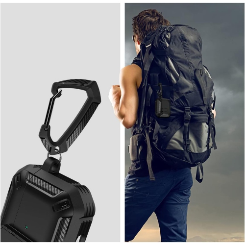 Étui naor compatible avec les AirPods 3rd génération, PC + étui protecteur en TPUR avec crochet compatible avec les AirPods 3, LED avant visible -