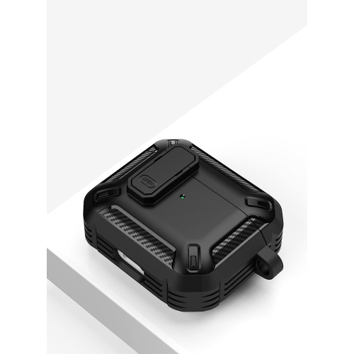 Étui naor compatible avec les AirPods 3rd génération, PC + étui protecteur en TPUR avec crochet compatible avec les AirPods 3, LED avant visible -