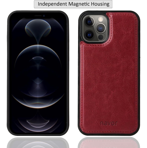 navor Universal Car Mount & Magnetic Detachable Wallet Case [RFID Protection] [10 Card Pockets] [3 Money Pockets] Compatible for iPhone 12 Pro [6.1