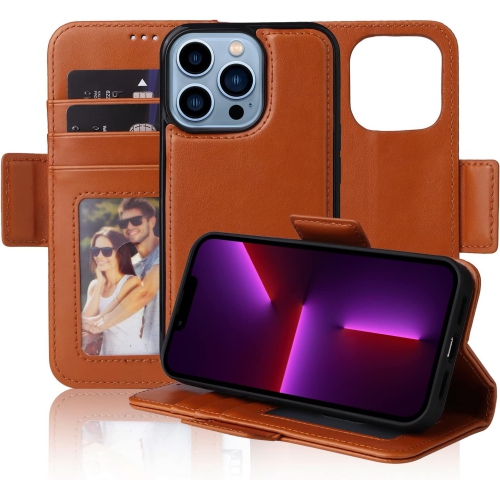 NAVOR  Detachable Magnetic Wallet Case Compatible With Iphone 13 Pro [6.1 Inch] [Folio], Rfid Protection Kickstand - In Brown