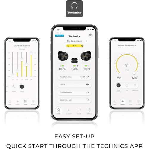 Technics - In-Ear Headphones with Noise Canceling, Microphone and Charging Case, Blue