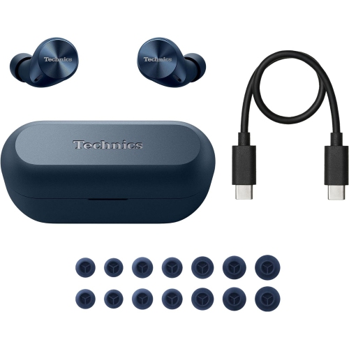 Technics - In-Ear Headphones with Noise Canceling, Microphone and Charging Case, Blue