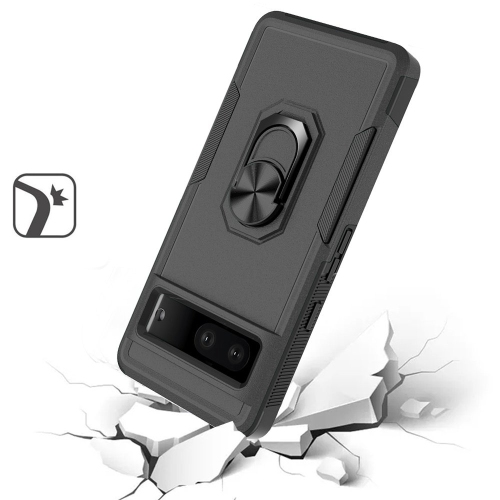 [CSmart] antichoc robuste étui magnétique rigide avec support à anneau pour Pixel 7 Pro de Google, violet