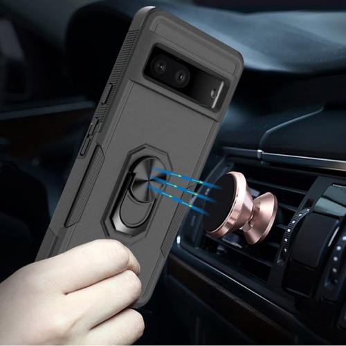 [CSmart] antichoc robuste étui magnétique rigide avec support à anneau pour Pixel 7 Pro de Google, vert minuit