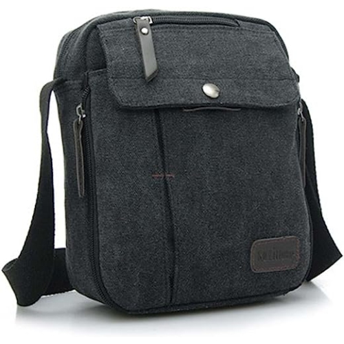 Sac bandoulière en toile Vintage de naor pour hommes - petit sac messager léger - bagage de cabine compact avec plusieurs poches - Sac de voyage