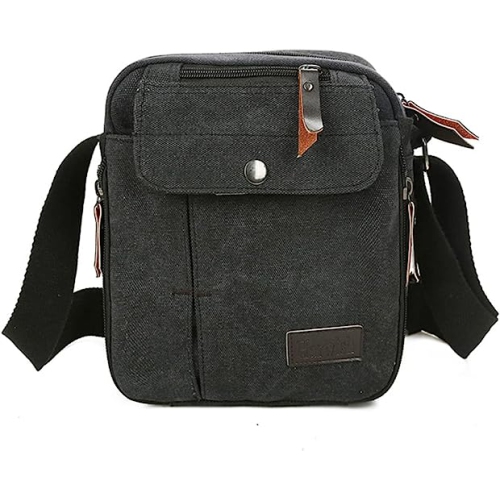Sac bandoulière en toile Vintage de naor pour hommes - petit sac messager léger - bagage de cabine compact avec plusieurs poches - Sac de voyage