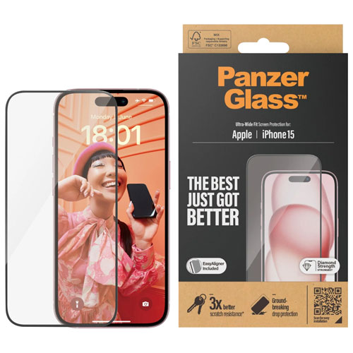 PanzerGlass Ultra Wide Glass Screen Protector for iPhone 15