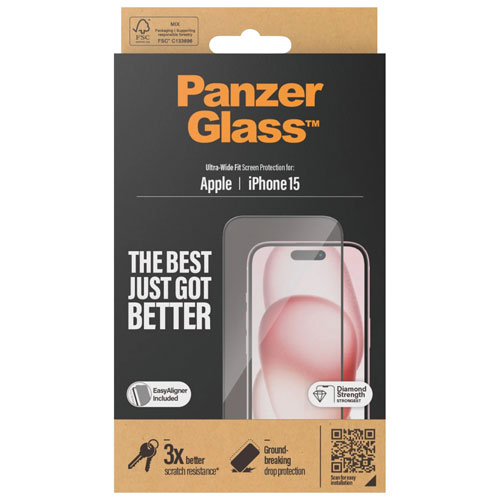 PanzerGlass Ultra Wide Glass Screen Protector for iPhone 15