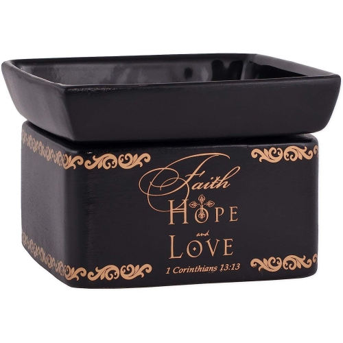 ELANZE  Designs Faith Hope Love Ceramic Stoneware Electric 2 In 1 Jar Candle And Wax And Oil Warmer