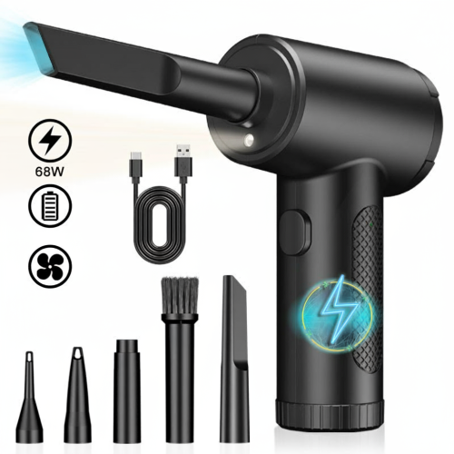 Compressed Air Duster 130000RPM Electric Cordless Air Blower, 3-Speed Adjustable, 7500mAh Rechargeable Battery, LED Light, Keyboard Cleaner for
