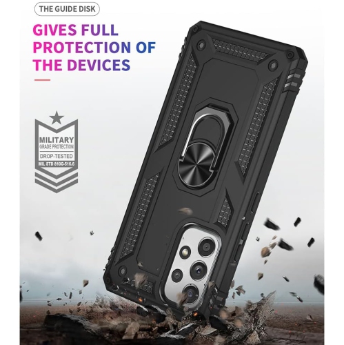 Samsung Galaxy A13 5G Case with Screen Protector, Ring Kickstand Military Protective Shockproof Armor Dual Layer Protection Defender Back Cover Phone
