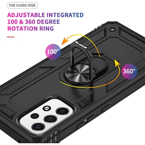 Samsung Galaxy A13 5G Case with Screen Protector, Ring Kickstand Military Protective Shockproof Armor Dual Layer Protection Defender Back Cover Phone