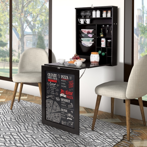 Topbuy Wall Mounted Table Fold Out Convertible Desk With Space Saver Chalkboard