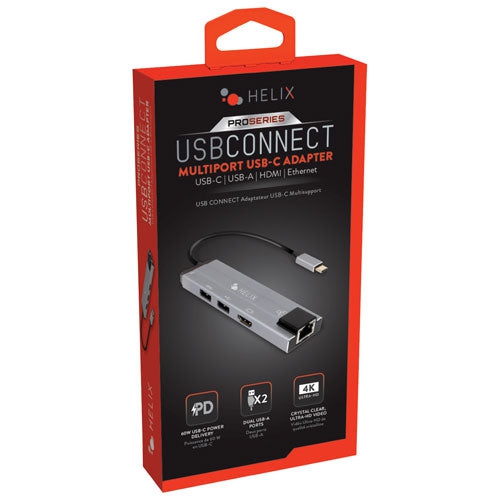 Open Box - HELIX ETHHUB7 V1-1021 6-in-1 USB-C Hub Connect