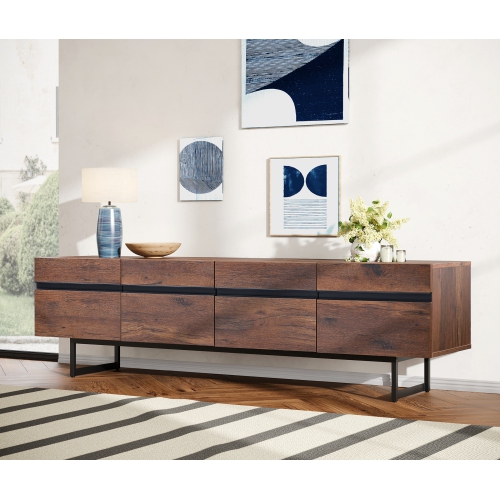 WAMPAT Modern 71" TV Stand for up to 75 inch TV Entertainment Center TV Console with Storage Cabinets Media Console for Living Room, Brown