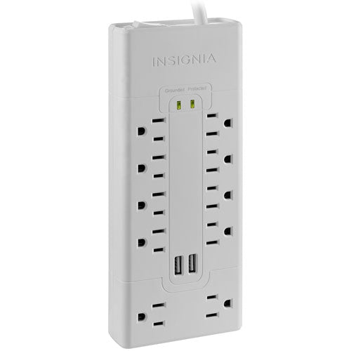 Boîte ouverte - Protection contre les surtensions à 10 prises NS-PWSU1028-C d'Insignia; Câble de 6ft m à 2 ports USB