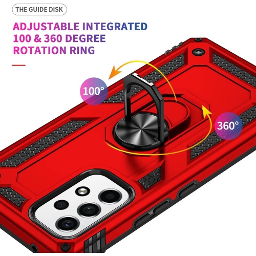 Samsung Galaxy A33 5G Case with Screen Protector, Ring Kickstand Military Protective Shockproof Armor Dual Layer Protection Defender Back Cover Phone