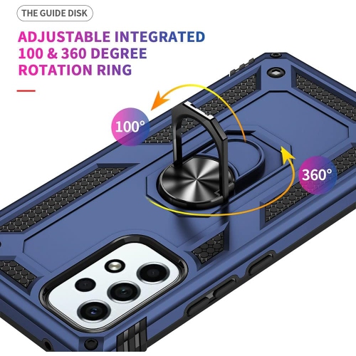 Samsung Galaxy A33 5G Case with Screen Protector, Ring Kickstand Military Protective Shockproof Armor Dual Layer Protection Defender Back Cover Phone