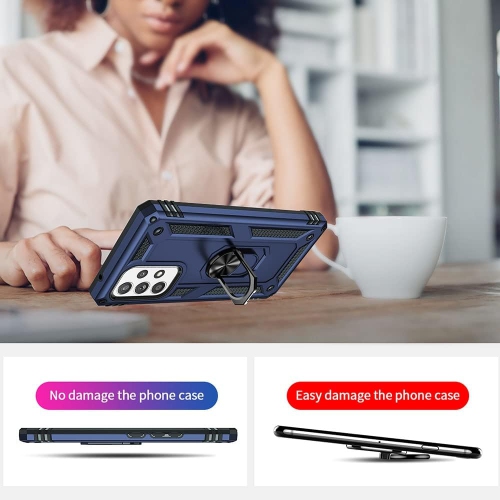 Samsung Galaxy A33 5G Case with Screen Protector, Ring Kickstand Military Protective Shockproof Armor Dual Layer Protection Defender Back Cover Phone