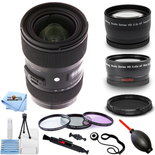 SIGMA  18-35MM F/1.8 Dc Hsm Art Lens for Canon 210-101 - Pro 3 Lens Kit Bundle