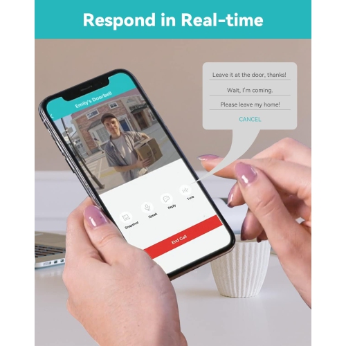 WUUK pas d'abonnement caméras de sécurité avec carillon de stockage/station de base 32&nbsp;Go, y compris une sonnette avec ou sans fil et une caméra