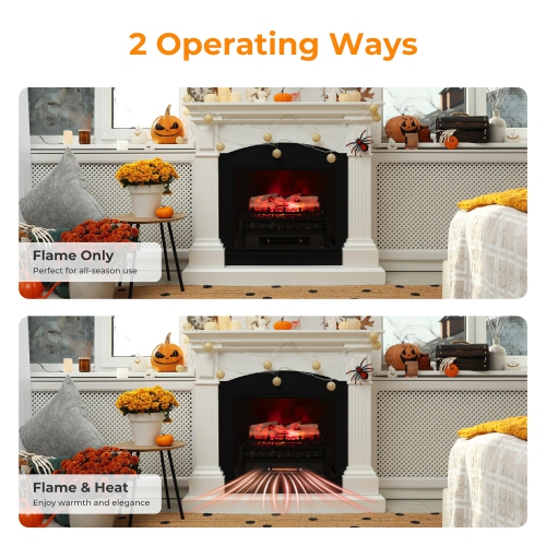 Gymax 20'' Infrared Quartz Electric Fireplace Heater W/ Birchwood Ember Bed Thermostat