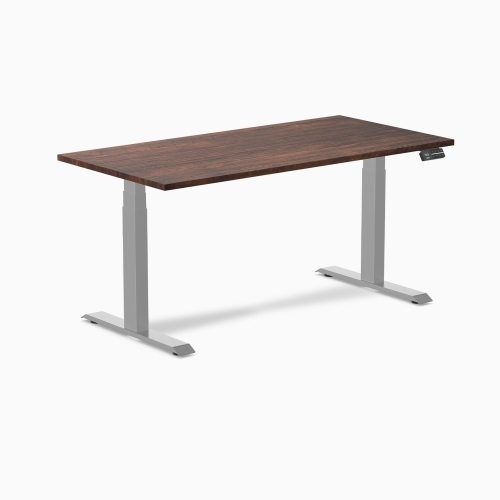 DESKY  Dual Softwood Sit-Stand Desk - 60" American Rustic Pine Top Dual Motor Height Range Up to 49.2" Frame In Grey