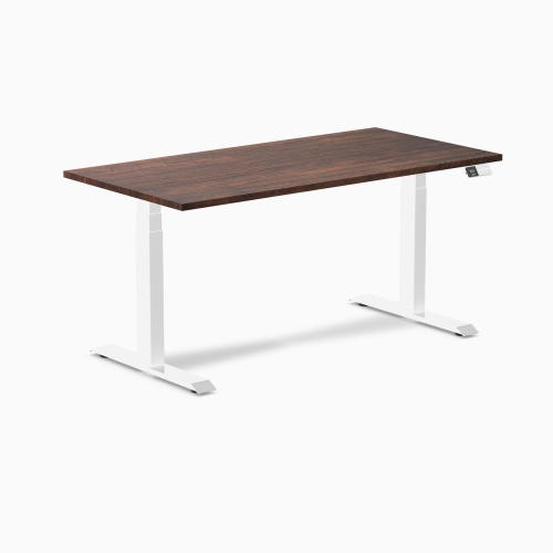 Desky Dual Softwood Sit-Stand Desk - 60" American Rustic Pine Top Dual Motor Height Range up to 49.2" White Frame