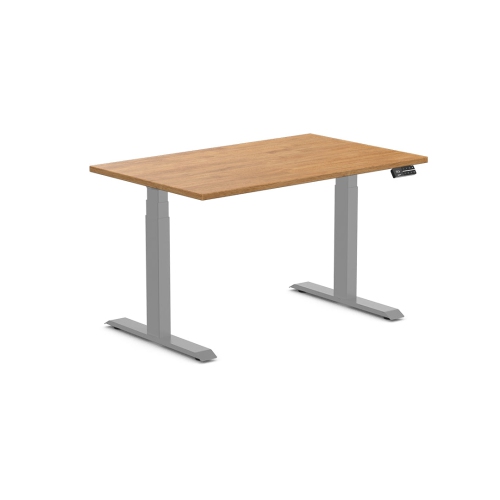 Desky Dual Rubberwood Sit Stand Desk - Light Oak / Grey Standing Computer Desk For Home Office & Study 48 x 30 inches