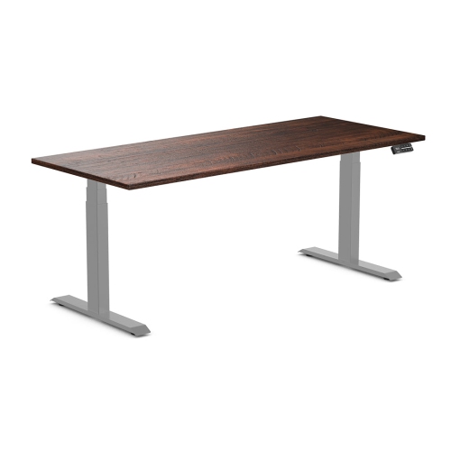 Desky Dual Softwood Sit Stand Desk - American Rustic Pine /Grey Standing Computer Desk For Home Office & Study 70.9" x 29.5"