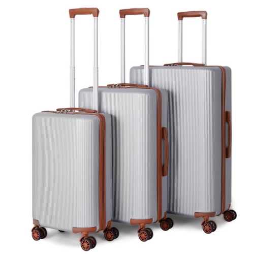 Ensembles de valises rigides à roulettes pivotantes HIKOLAYAE CottonCandy, argent bordure, 3 pièces - verrou TSA