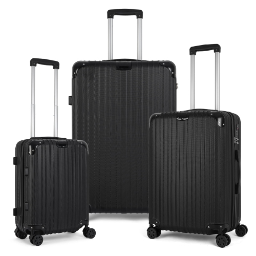 HIKOLAYAE Geometric Collection Hardside Spinner Luggage Sets in Raven Black, 3 Piece - TSA Lock