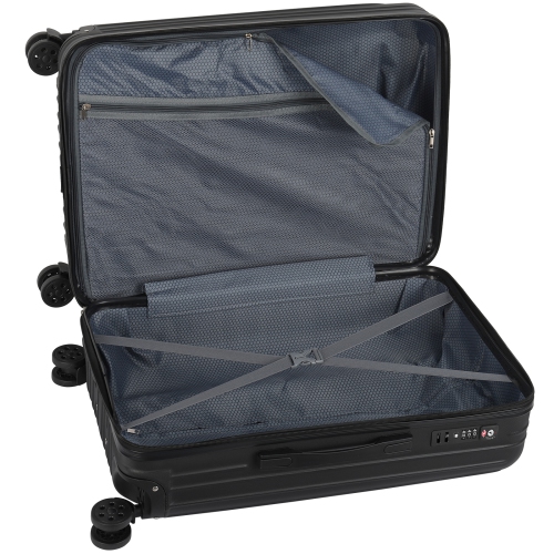 HIKOLAYAE Geometric Collection Hardside Spinner Luggage Sets in Raven Black, 3 Piece - TSA Lock