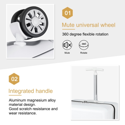 HIKOLAYAE Mesa Collection Hardside Spinner Luggage Sets in White, 3 Piece - TSA Lock