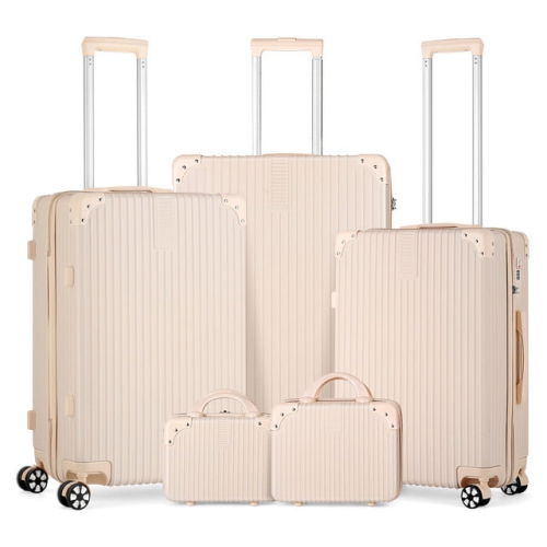 HIKOLAYAE Sunshine Collection Hardside Spinner Luggage Sets In Beige, 5 Piece - Tsa Lock