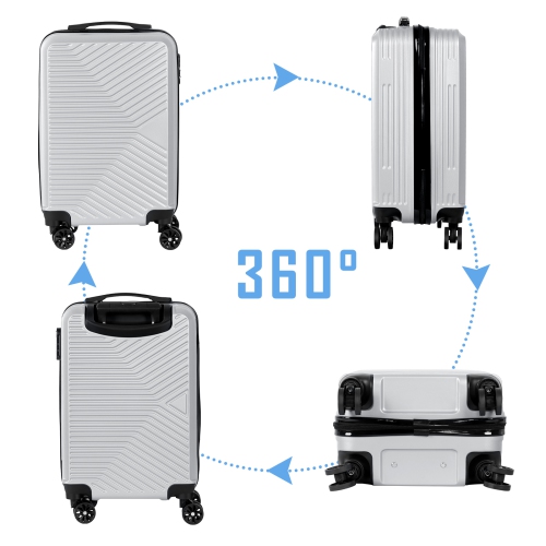 HIKOLAYAE Carry On Luggage, 20" Hardside Suitcase ABS Spinner Luggage with Lock - Crossroad in Silver