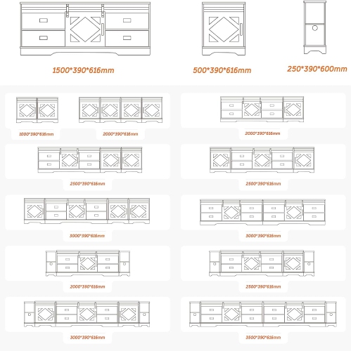 WAMPAT Modern Farmhouse TV Stand for up to 65" TVs Wood Entertainment Center with Drawers and Adjustable Shelf for Living Room,Cream White