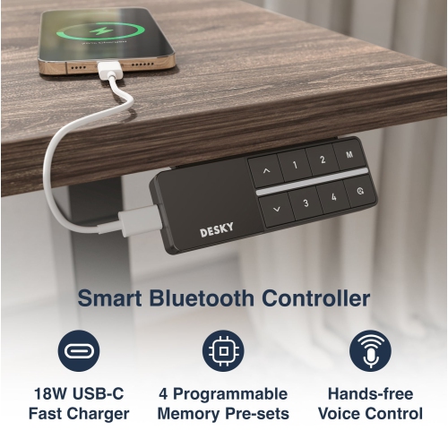 Desky Dual Laminate Sit Stand Desk - Burnished Wood / Grey Standing Computer Desk For Home Office & Study 59.1" x 29.5"