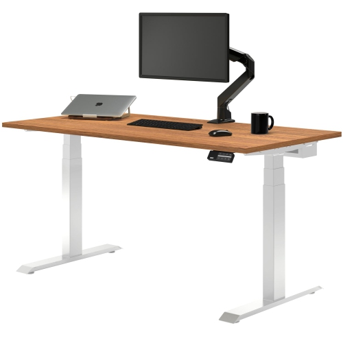 Desky Dual Laminate Sit Stand Desk - Prime Oak / White Standing Computer Desk For Home Office & Study 47.2 x 29.5 inches