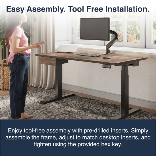 Desky Dual Laminate Sit Stand Desk - Natural Walnut / Grey Standing Computer Desk For Home Office & Study 47.2" x 29.5"