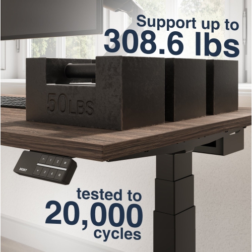 Desky Dual Laminate Sit Stand Desk - Natural Walnut / Grey Standing Computer Desk For Home Office & Study 70.9" x 29.5"