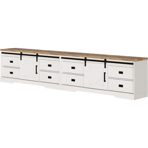 WAMPAT Modern Farmhouse 2 in 1 TV Stand for up to 110" TVs Wood Entertainment Center with Drawers and Adjustable Shelf for Living Room, Cream White