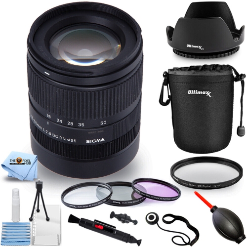 SIGMA  18-50MM F/2.8 Dc Dn Contemporary Lens for Sony E - 10PC Accessory Bundle