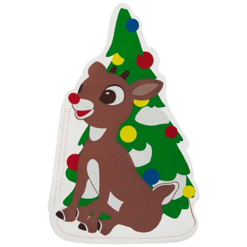 8" Rudolph and Christmas Tree Double Sided Gel Window Cling Decoration