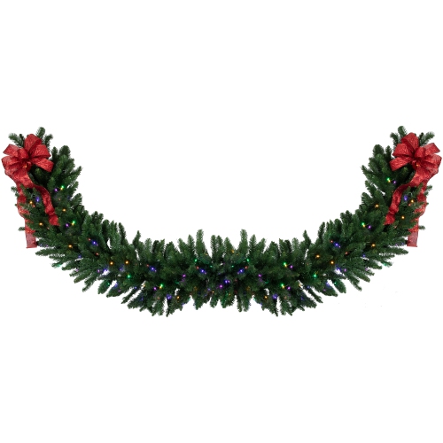 Pre-Lit Buffalo Fir Christmas Garland - 25' x 20" - Multi-Color LED Lights