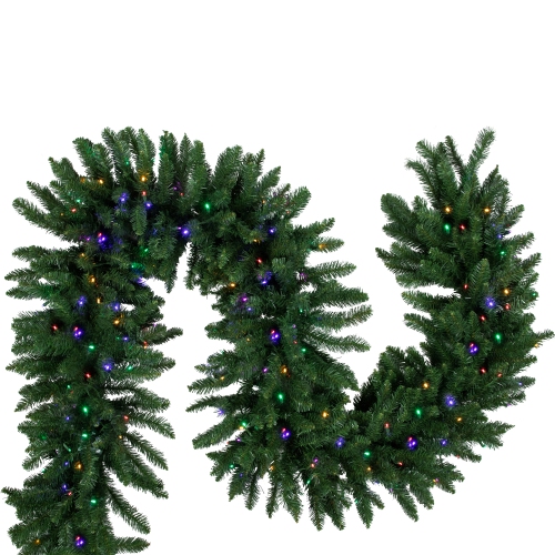 Pre-Lit Buffalo Fir Christmas Garland - 25' x 20" - Multi-Color LED Lights