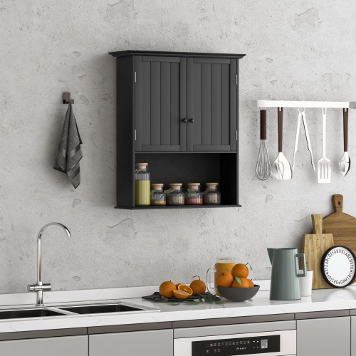 Topbuy Wall Mounted Bathroom Cabinet Medicine Cabinet Storage Organizer With 2 Doors & Adjustable Shelf Grey/White