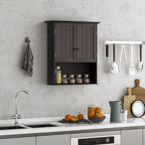 Topbuy Wall Mounted Bathroom Cabinet Medicine Cabinet Storage Organizer With 2 Doors & Adjustable Shelf Grey/White