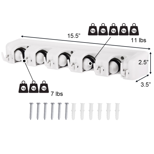 Topbuy Wall Mounted 5 Position Mop Broom Holder Hanger Home Kitchen Organizer