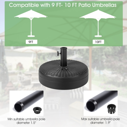 Topbuy Fillable Umbrella Base Stand, Water & Sand Filled Heavy-Duty Patio Umbrella Holder 18" Outdoor Weighted Umbrella Base